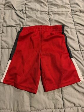 Boys Red Athletic Mesh Shorts with Contrast Panels